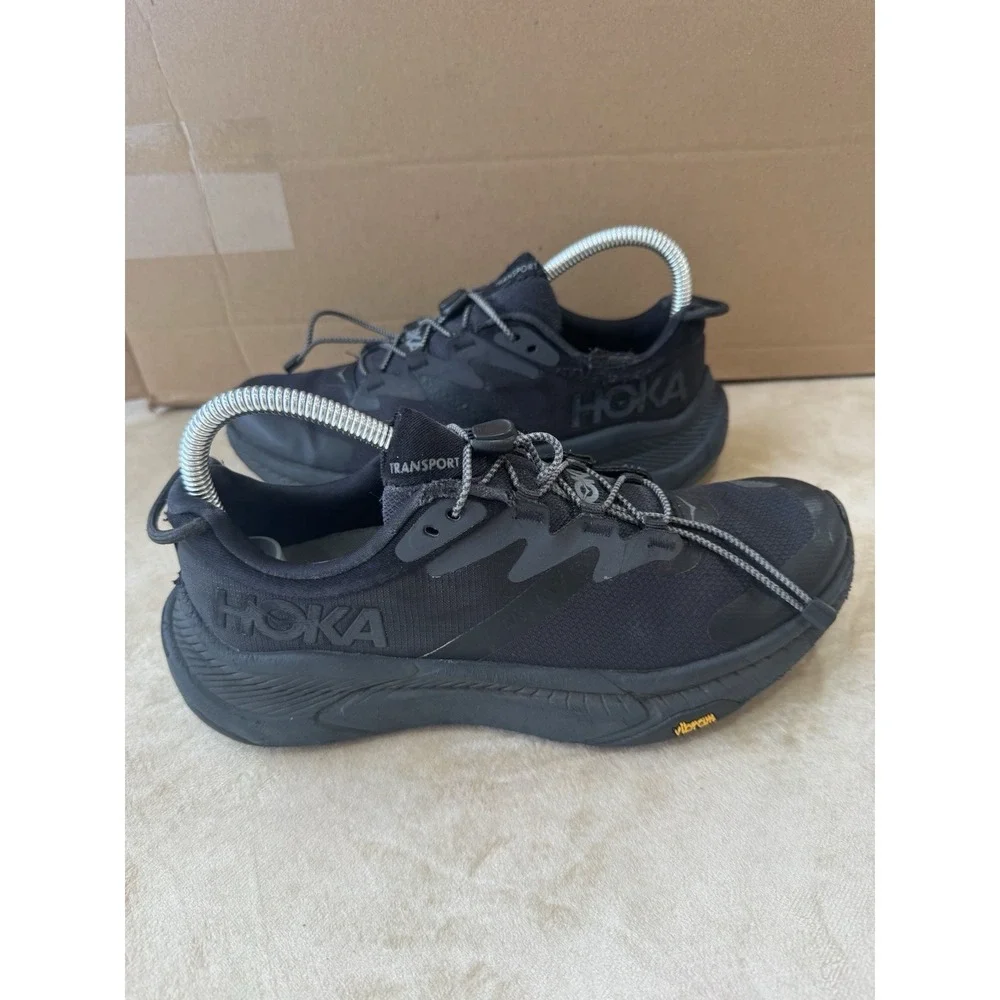 Hoka One One Transport Shoes Womens Size 7.5B Black Hiking Sneakers 1123154 BBLC